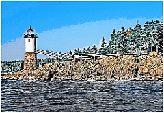 Isle au Haut Lighthouse at End of Walkway - Digital Painting